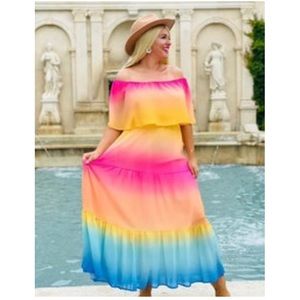 Color Me Happy Boutique Brand Off the Shoulder Maxi
